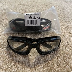 Birdz Oriole Padded Motorcycle Glasses Clear Anti Fog Foam